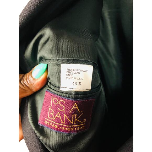 Jos. A. Bank Sport Coat Jacket Black 2 Buttons Mens Size 43R 100% Wool - Picture 7 of 11